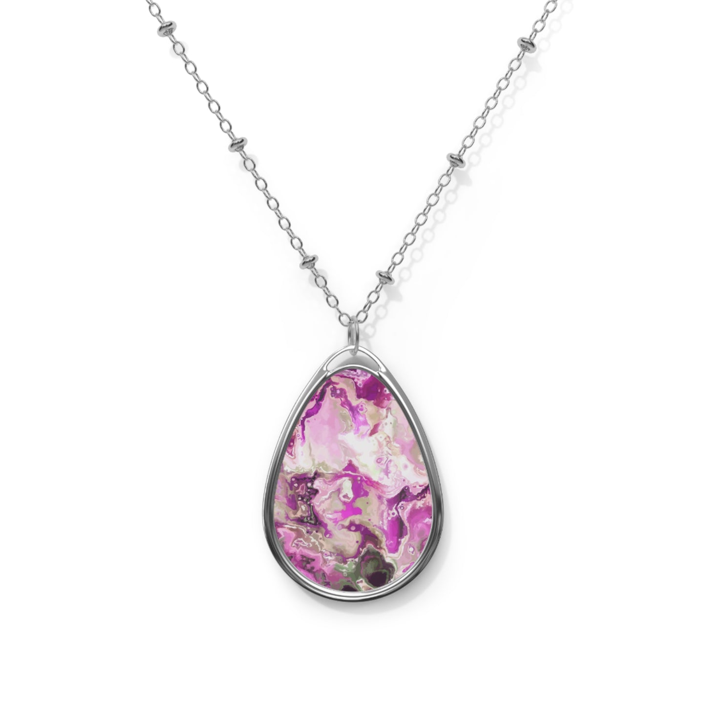 Elegant Oval Stone Necklace, Pink Marble Pendant, Layering Jewelry, Gift for Her, Boho Chic Accessory, Personalized Jewelry