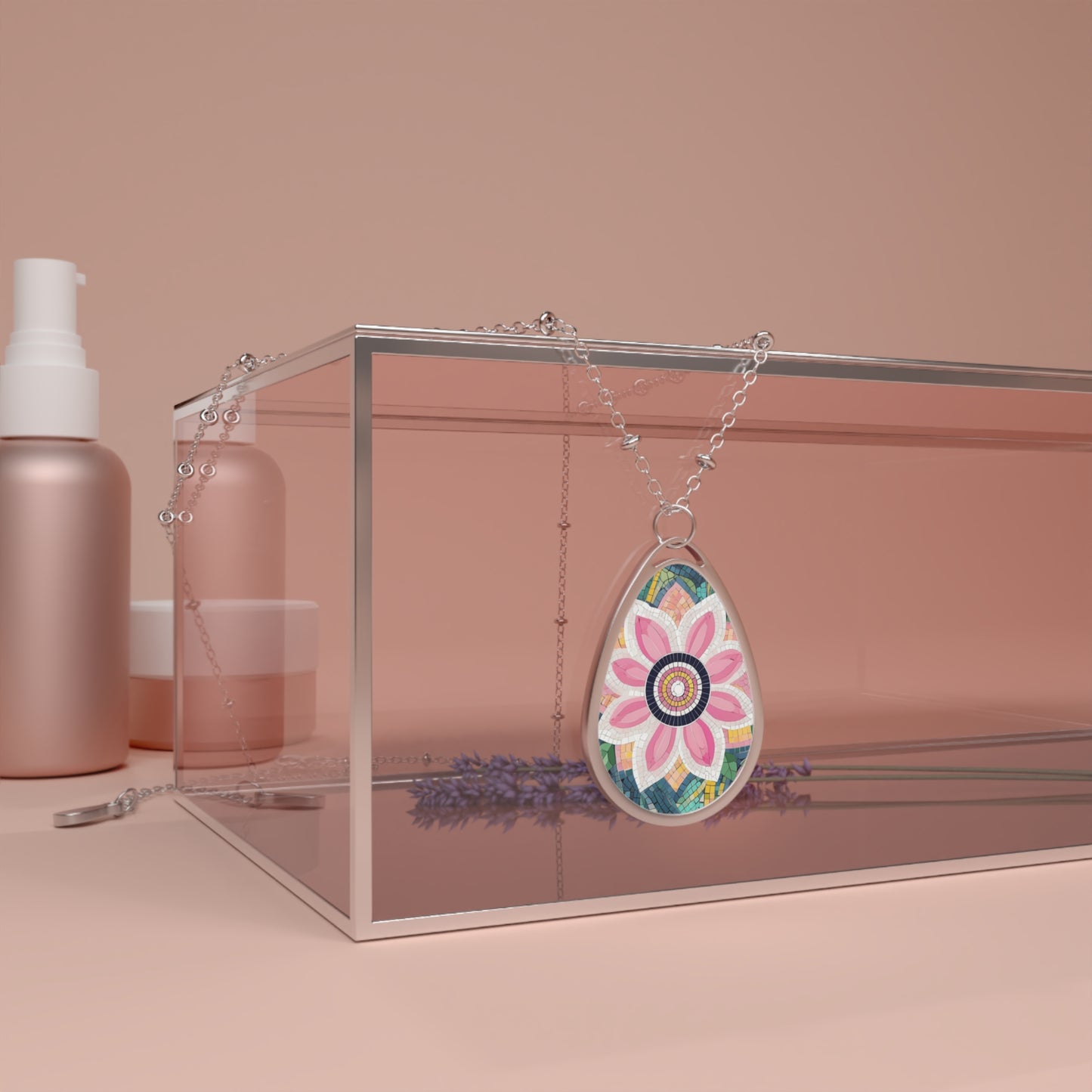 Floral Teardrop Necklace, Bohemian Jewelry, Gift for Her, Handmade Necklace, Birthdays, Wedding Jewelry, Layering Necklace