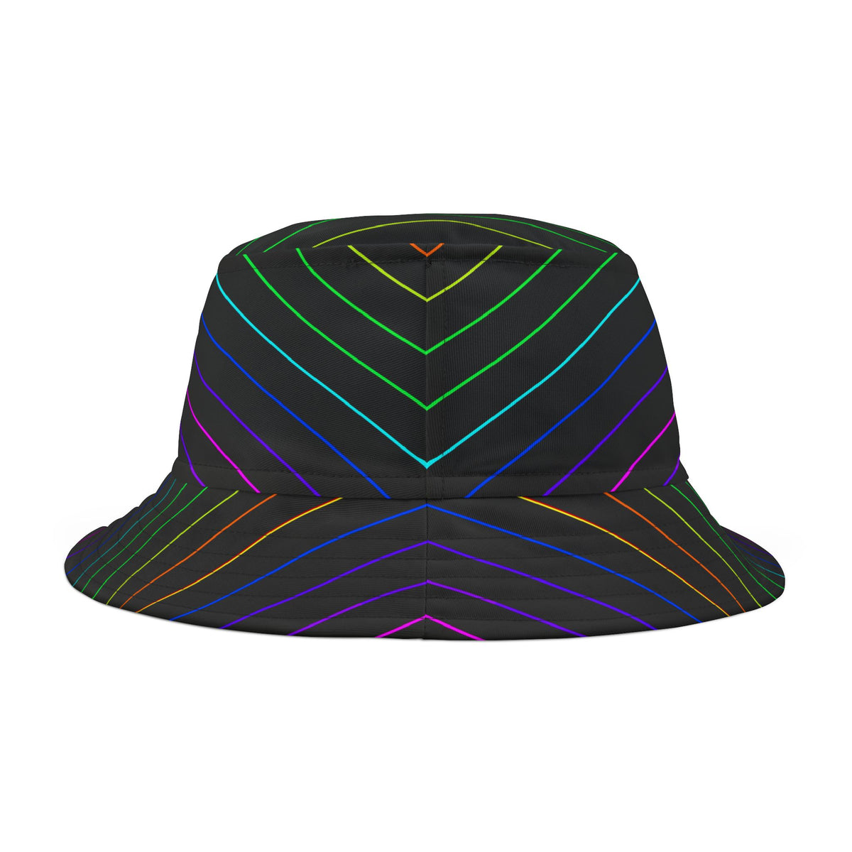 Neon Stripe Bucket Hat — Rainbow Lines Pattern AOP