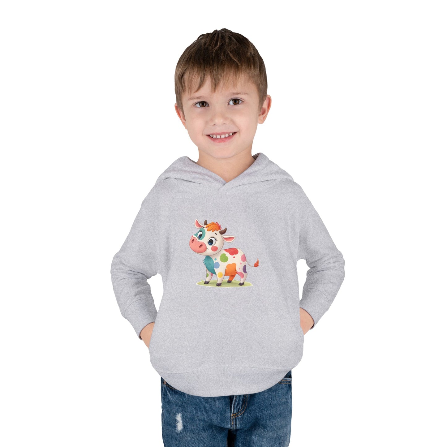 Cute Cow Toddler Pullover Fleece Hoodie, Kids' Hoodie, Animal Hoodie, Cozy Kids Apparel, Fun Gifts for Toddlers, Birthday Gift
