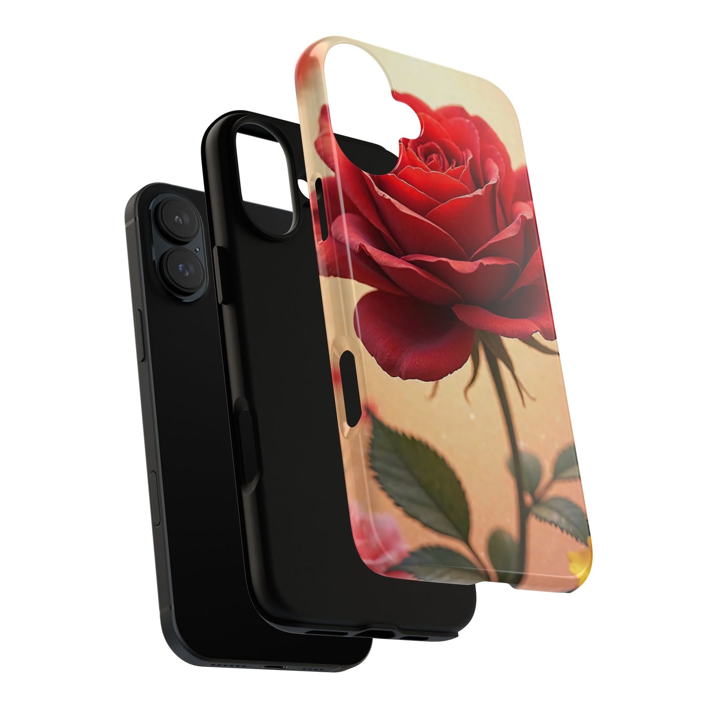 Floral Phone Case with Red Rose Design, Tough Phone Cover, Flower Print, Gift for Her, Stylish Accessory, Floral Aesthetic