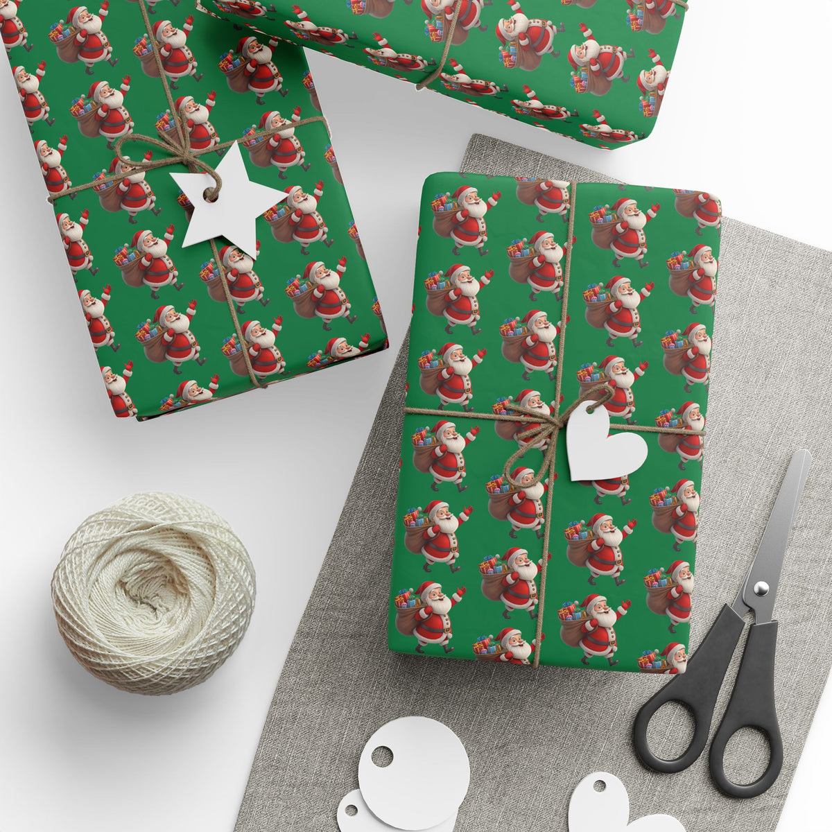 Christmas Dachshund Wrapping Paper — Green Santa Dog Gift Wrap