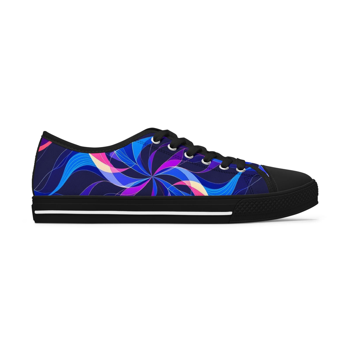 Women's Low Top Sneakers — Blue Purple Swirl Graphic Casual Shoes