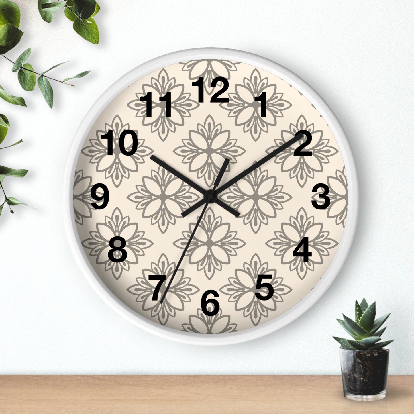 Elegant Floral Wall Clock - Home Decor, Modern Timepiece, Gift for Her, Office Decor, Living Room Accent