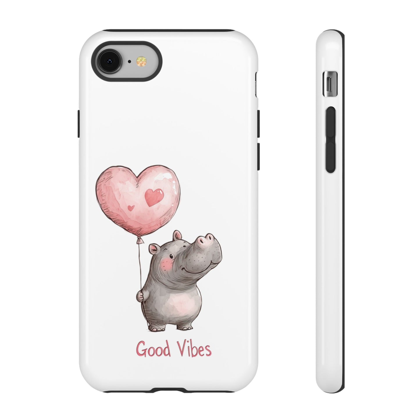 Cute Hippo Phone Case - Good Vibes Design, Animal Lover Gift, Fun Accessory, Birthday Present, Phone Accessories