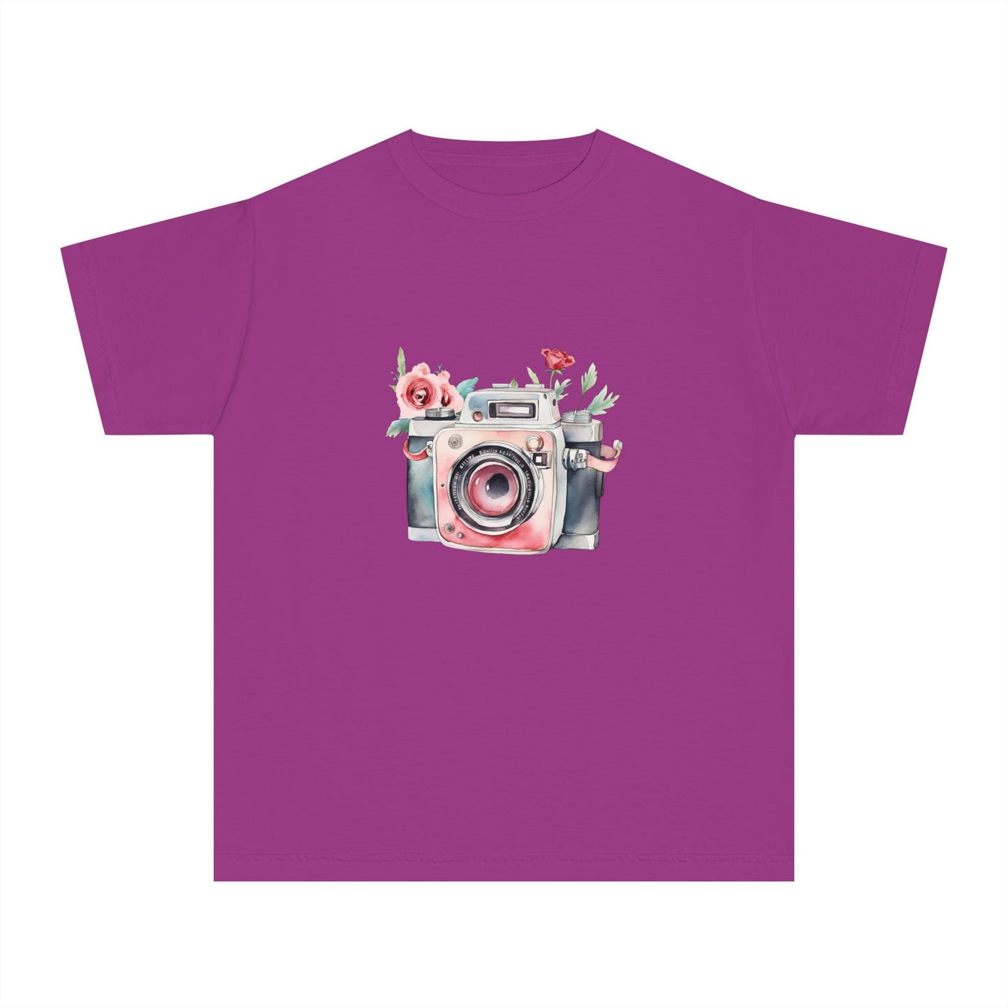 Floral Camera Youth Tee, Cute Teen Shirt, Photography Lover Gift, Artistic Kids Apparel, Unique Youth T-Shirt, Spring or Summer Style