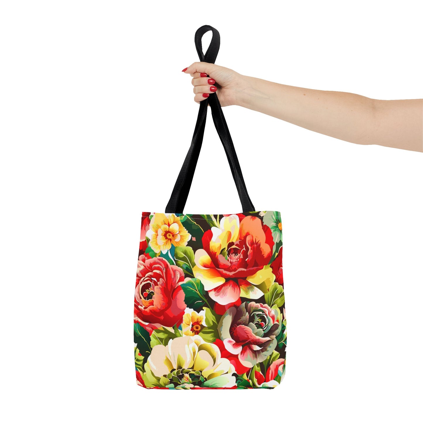 Floral Print Tote Bag - Colorful Reusable Shopping Bag Picnic Essential