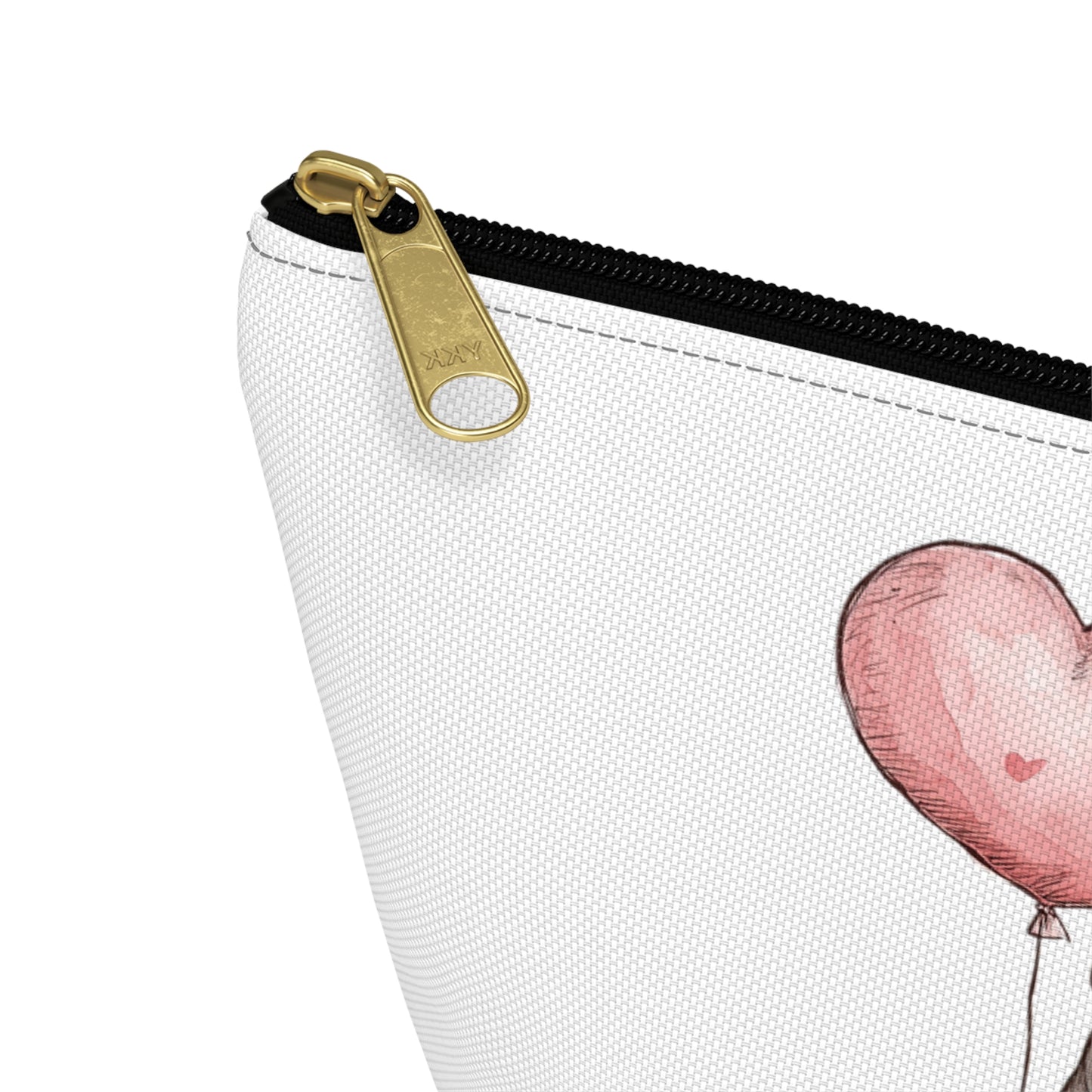 Good Vibes Hippo Accessory Pouch, Cute Makeup Bag, Gift for Animal Lovers, Fun Travel Organizer, Heart Balloon Design