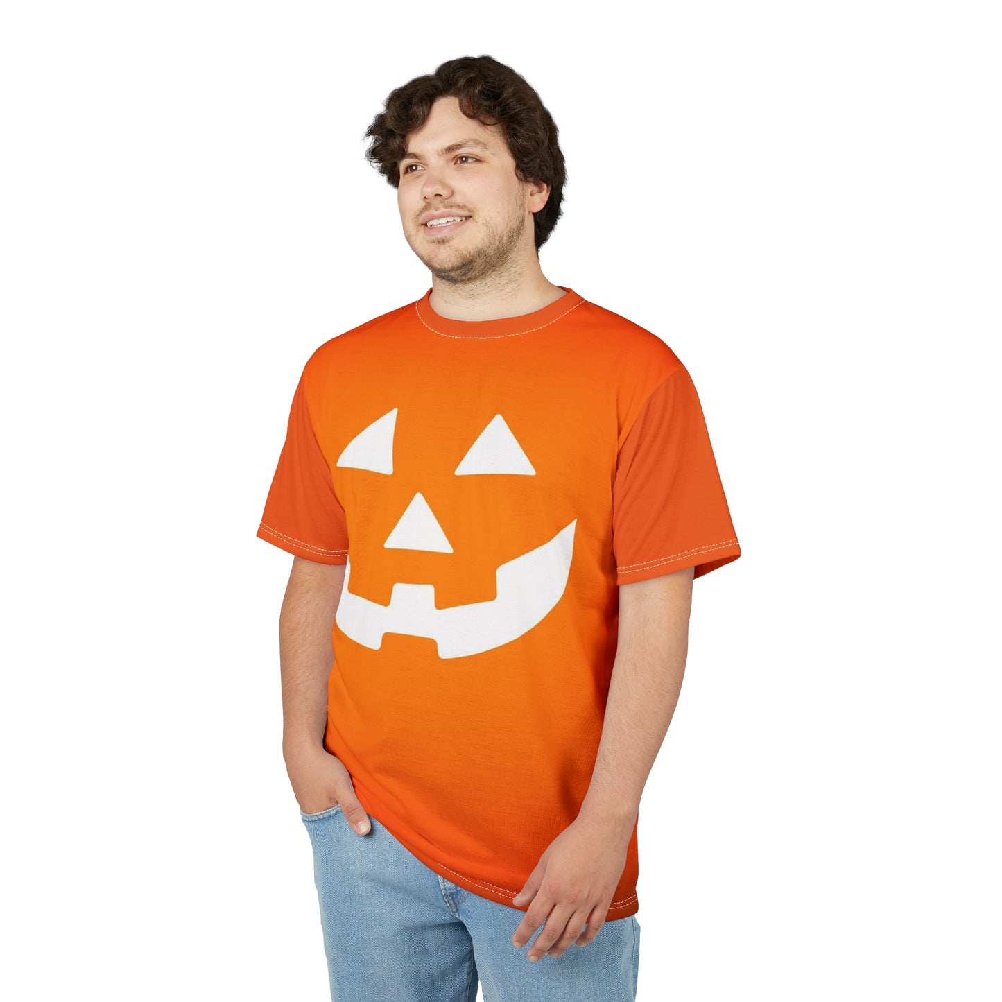 Halloween Pumpkin Face Unisex Tee, Spooky Shirt, Fall Fashion, Halloween Costume, Pumpkin Tee, Orange T-Shirt