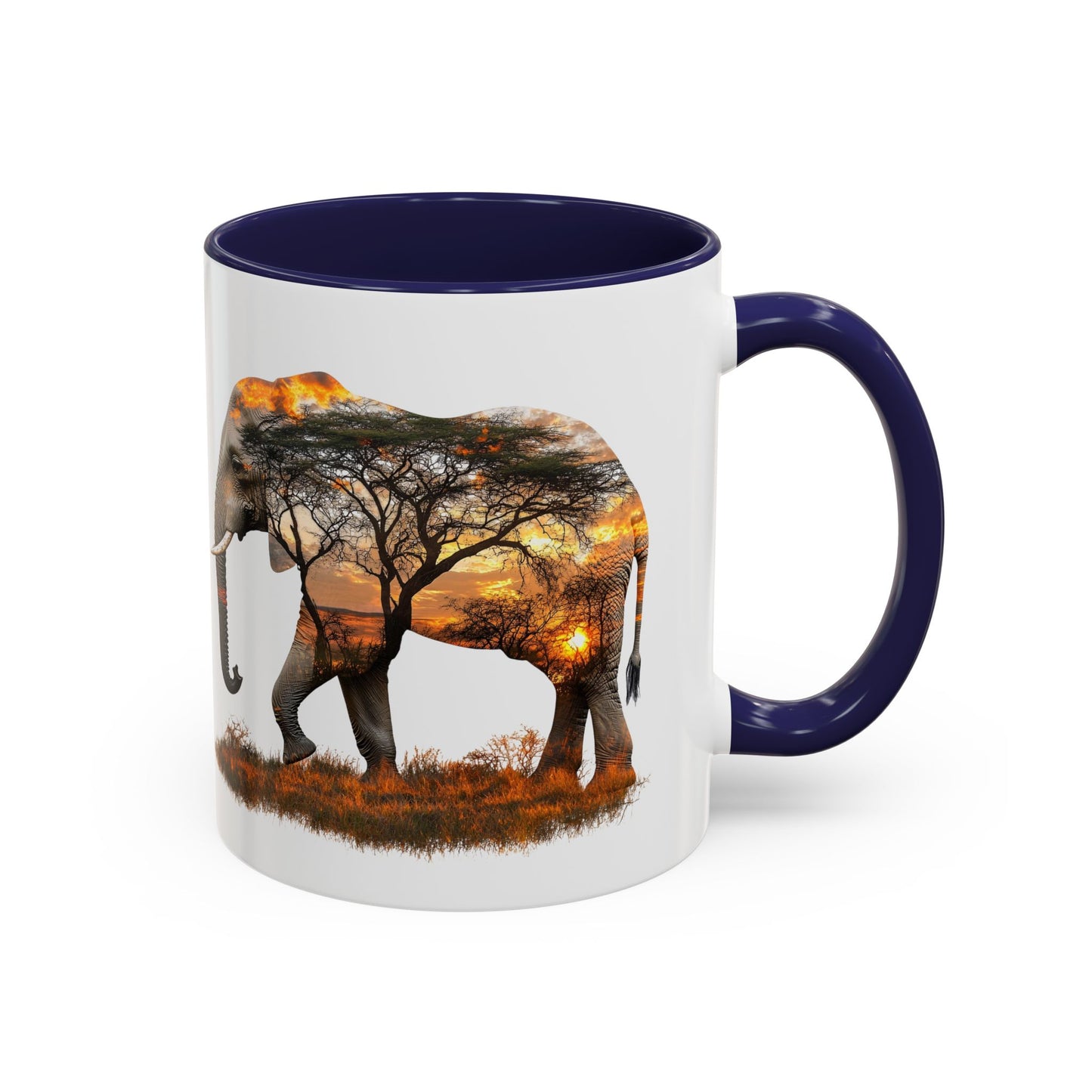 Elegant Elephant Accent Coffee Mug - Nature Lover Gift, Animal Lover Mug, Unique Home Decor, Wildlife Conservation, Travel Mug