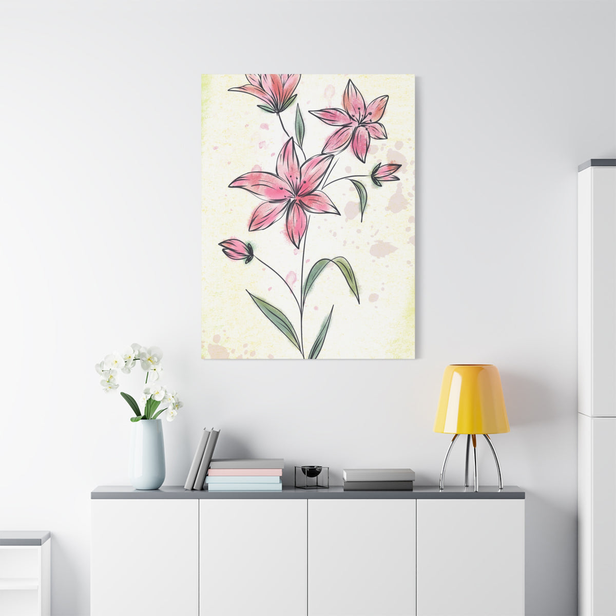 Matte Canvas, Stretched, 1.25" Tulips Pink Flowers