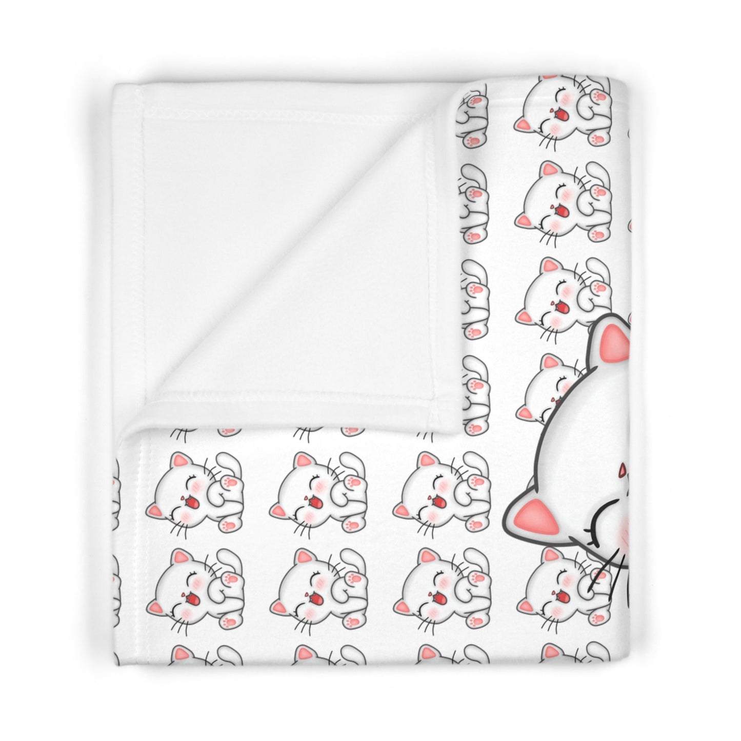 Soft Fleece Baby Blanket, Cute Kitty Cozy Throw, Nursery Decor, Baby Shower Gift, Infant Blanket, Soft Toddler Blanket