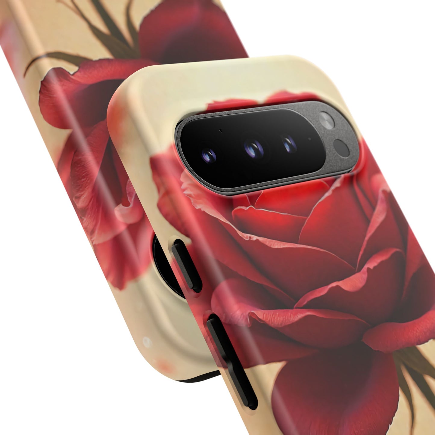Floral Phone Case with Red Rose Design, Tough Phone Cover, Flower Print, Gift for Her, Stylish Accessory, Floral Aesthetic