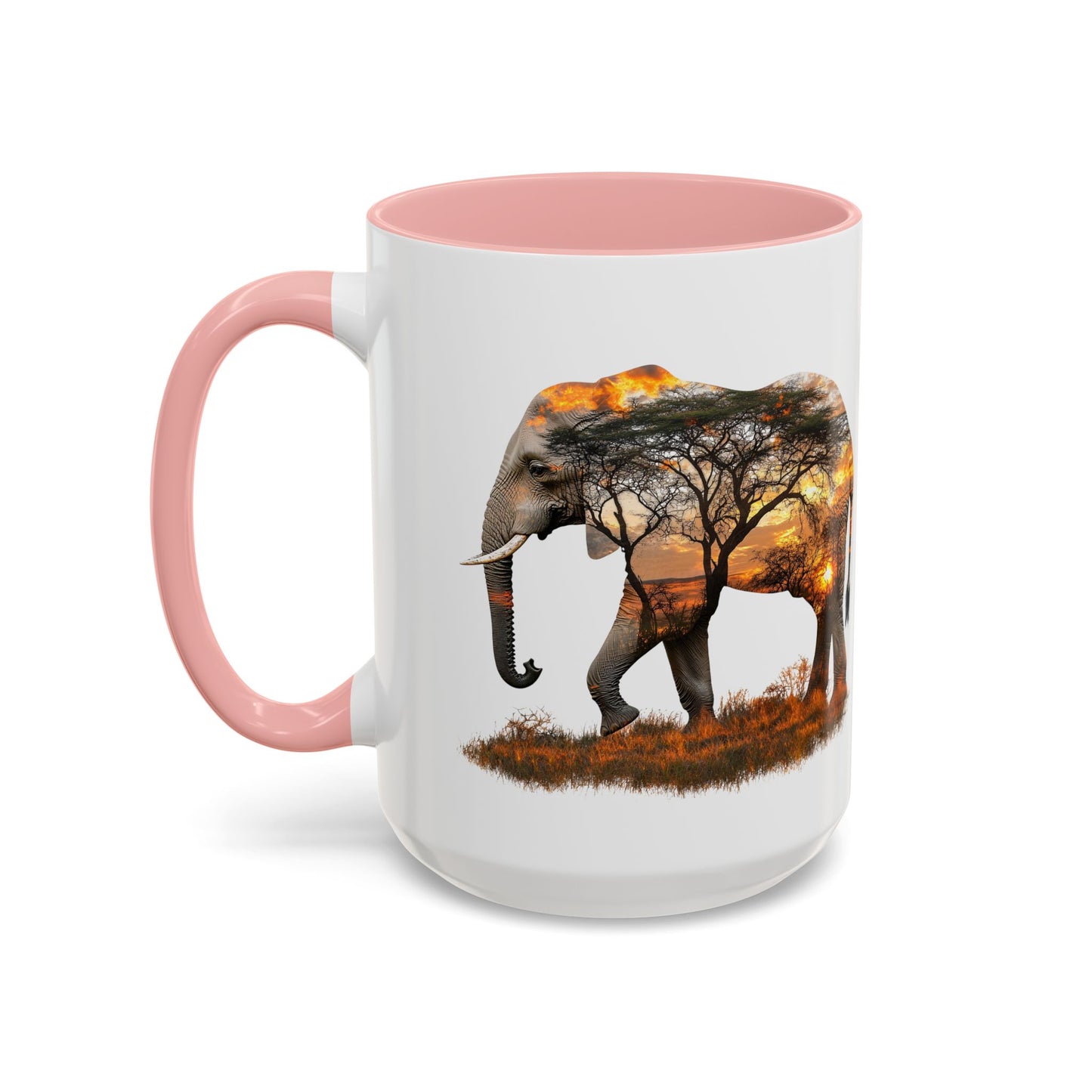 Elegant Elephant Accent Coffee Mug - Nature Lover Gift, Animal Lover Mug, Unique Home Decor, Wildlife Conservation, Travel Mug