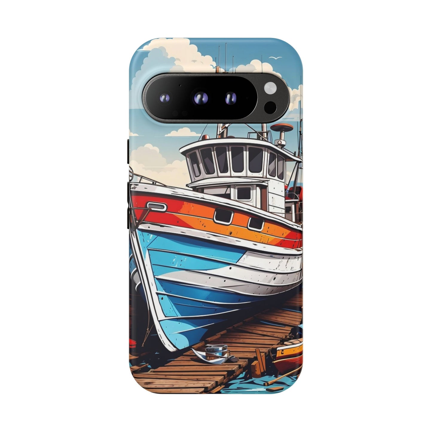 Colorful Fishing Boat Phone Case | Nautical Gift, Marine Design, Coastal Aesthetic, Summer Vibes, Sea Lover's Accessory
