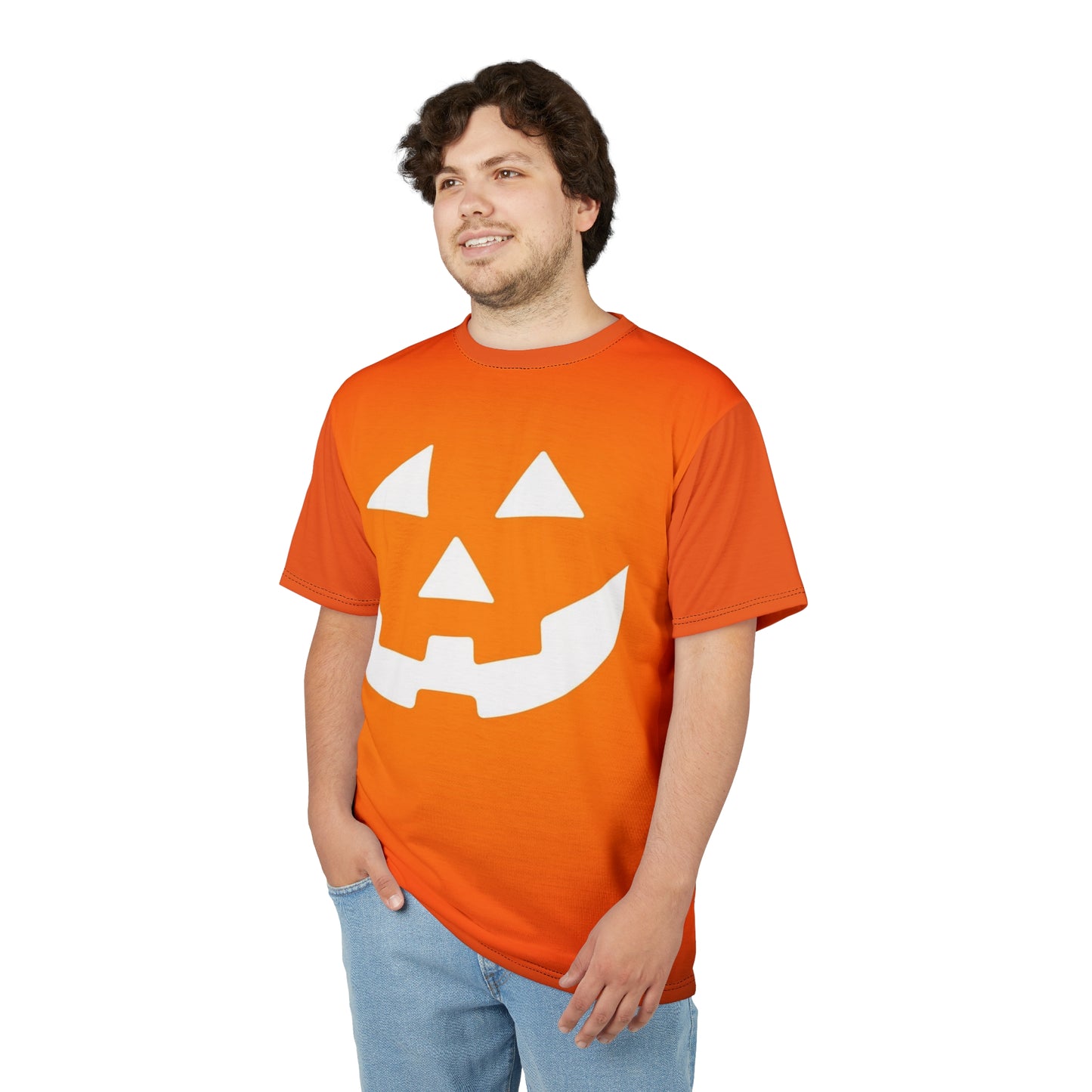 Halloween Pumpkin Face Unisex Tee, Spooky Shirt, Fall Fashion, Halloween Costume, Pumpkin Tee, Orange T-Shirt