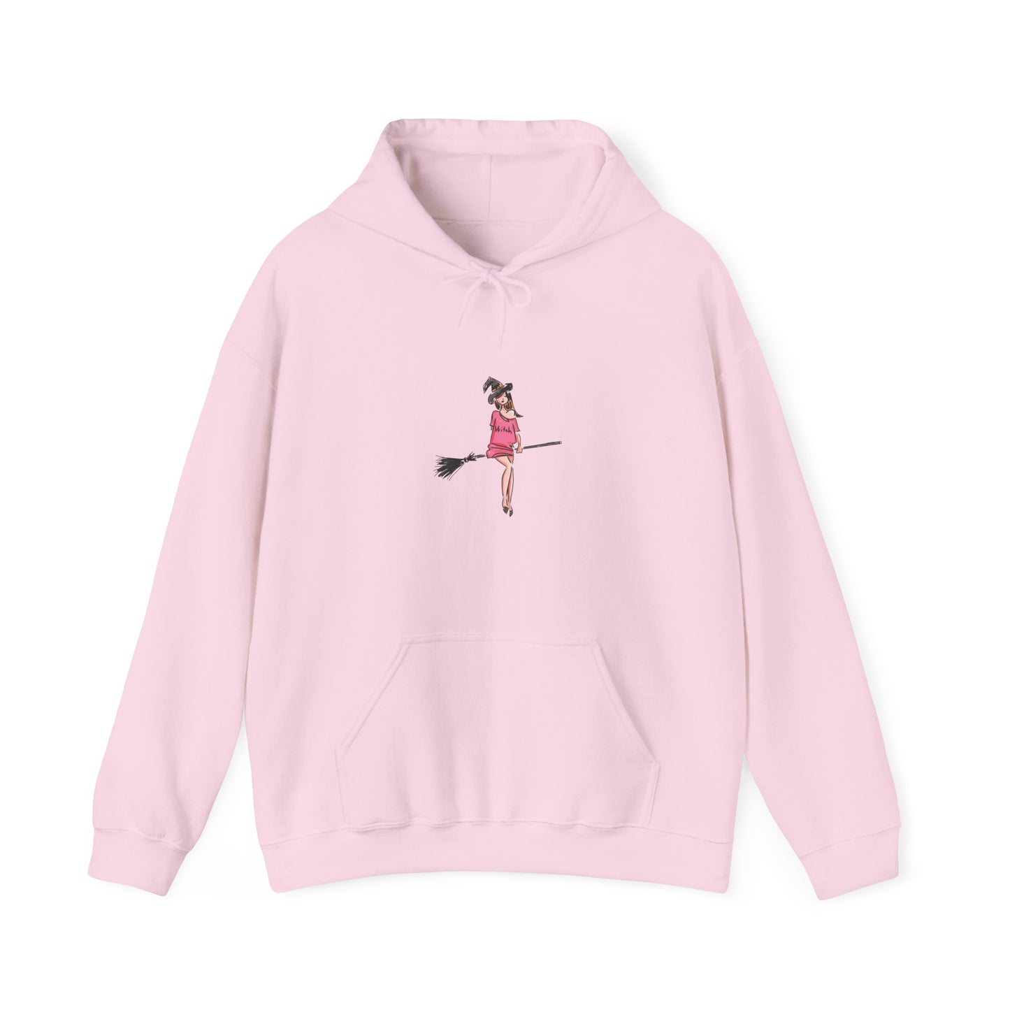 Cute Witch on Broom Unisex Hoodie, Cozy Fall Sweatshirt, Halloween Gift, Witchy Apparel, Spooky Season Fashion