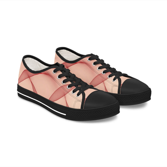 Pink Abstract Wave Low Top Sneakers — Women's Casual Canvas Shoes