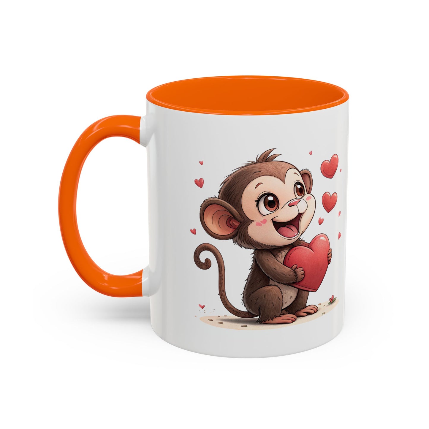 Cute Monkey Love Coffee Mug, Valentine's Gift, Animal Lover's Mug, Heartfelt Coffee Cup, Fun Kitchen Decor