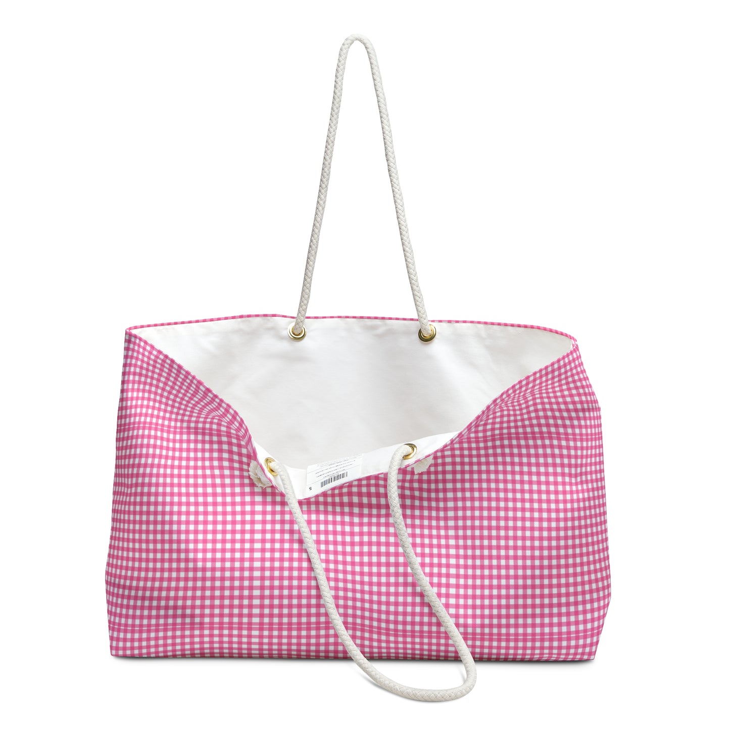 Pink Gingham Weekender Bag | Travel Tote, Overnight Bag, Beach Bag, Picnic Tote, Stylish Carryall