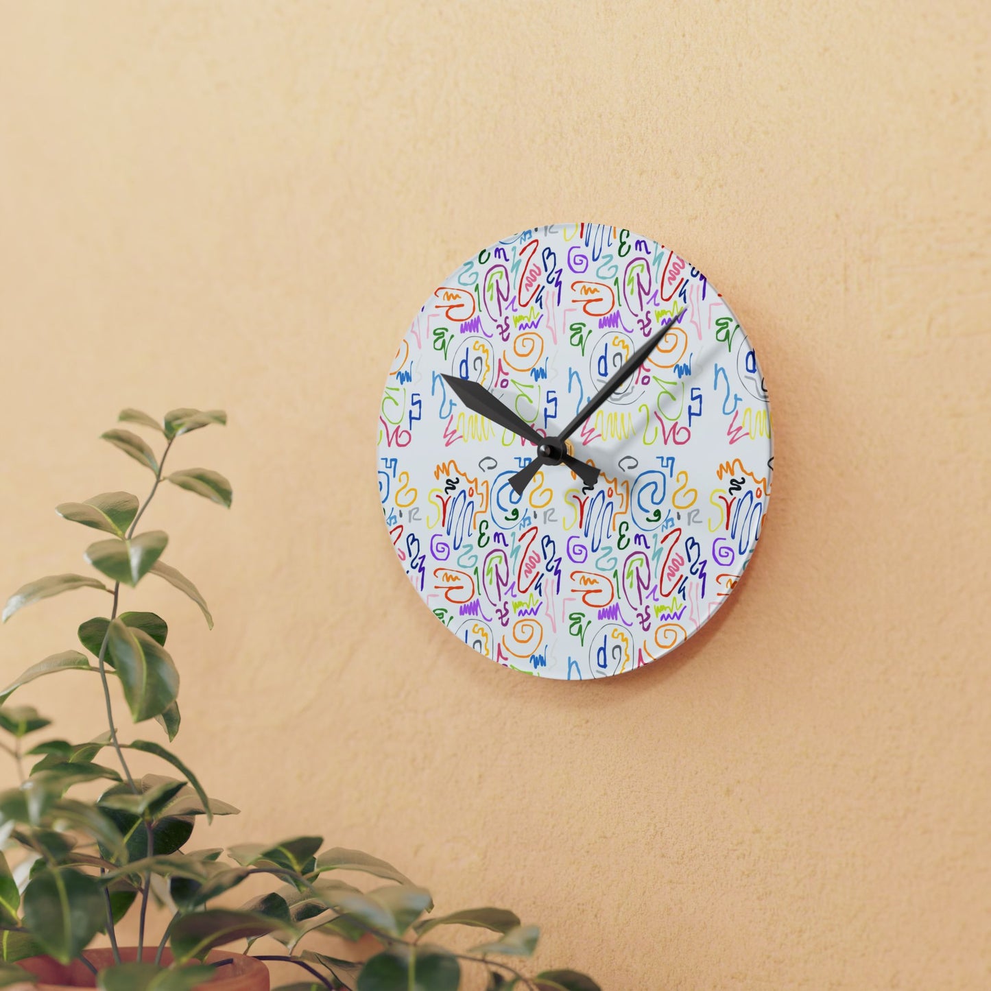 Colorful Abstract Acrylic Wall Clock, Modern Home Décor, Unique Gift, Vibrant Wall Art, Playful Timepiece, Artistic Clock