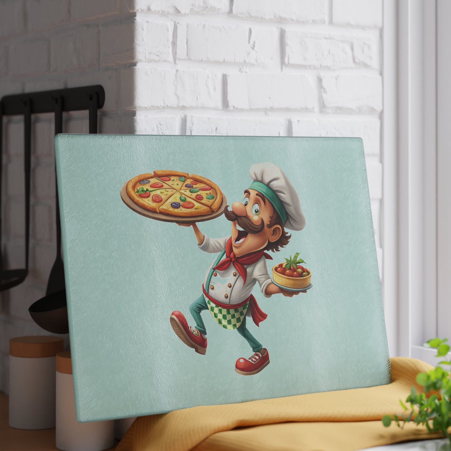 Funny Chef Glass Cutting Board - Perfect Kitchen Gift, Cooking Decor, Home Chef Essential, Present for Foodies, Unique Kitchenware