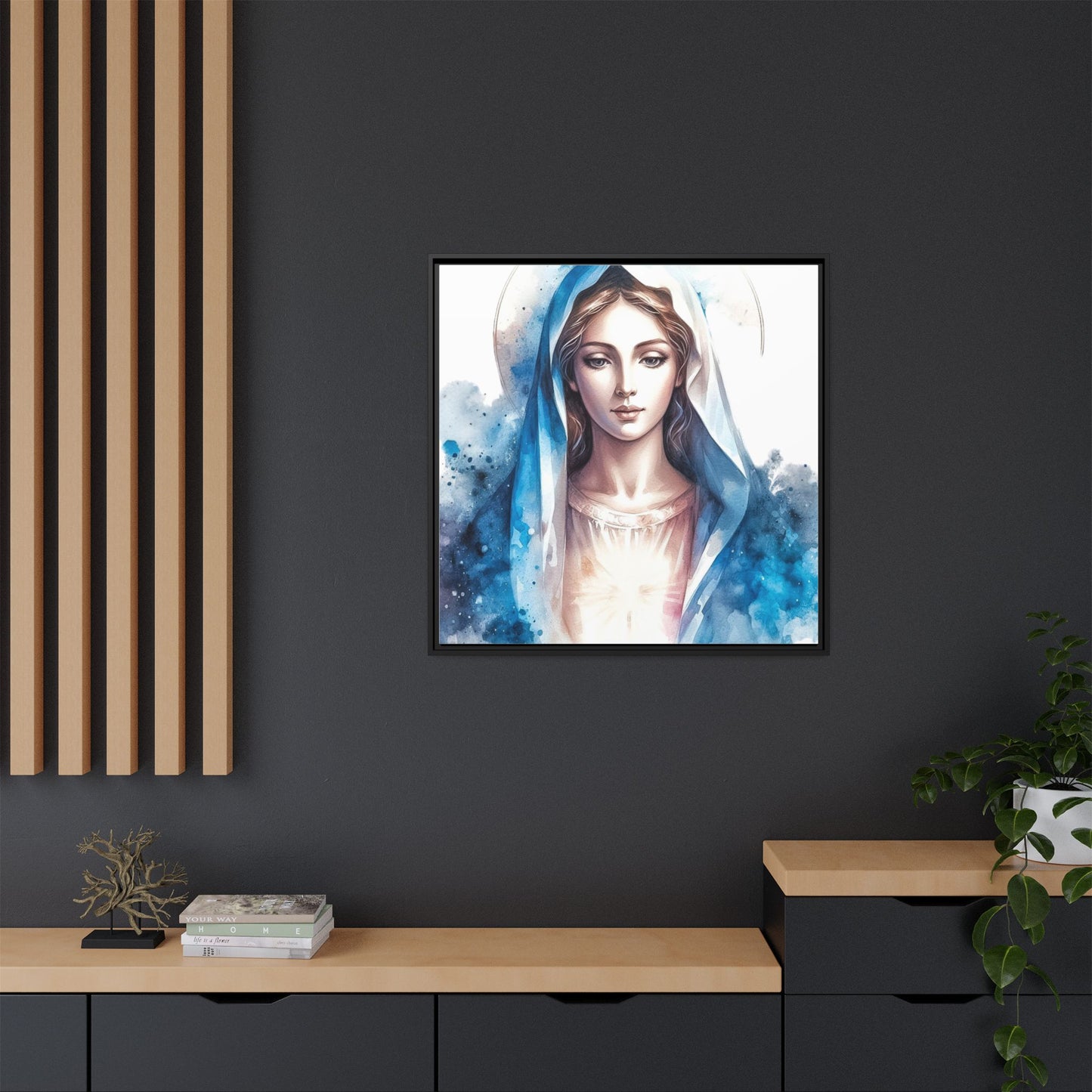 Framed Canvas Art Print, Spiritual Decor, Religious Artwork, Wall Decor, Gift for Faith, Elegant Home Decoration