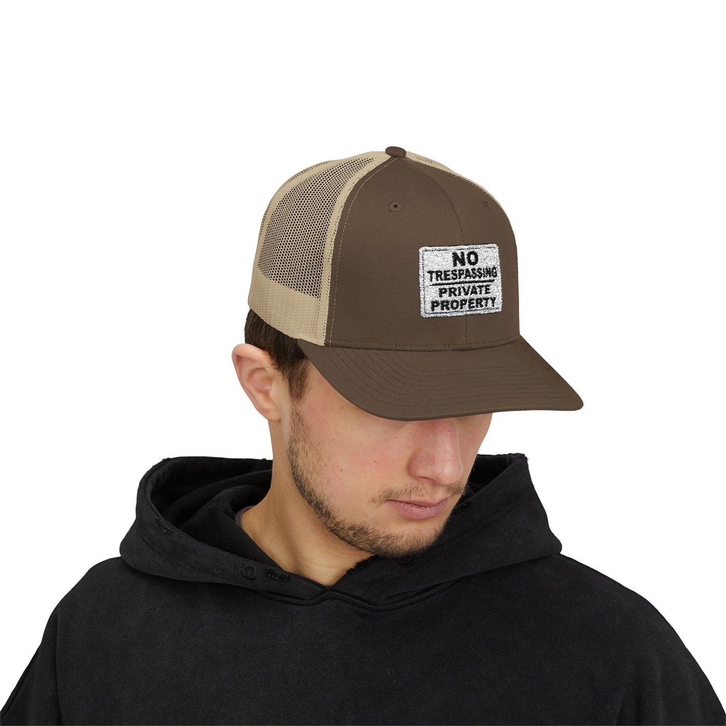 No Trespassing Snapback Trucker Cap, Outdoor Adventure Hat, Unique Gift for him, Summer Casual Style, Trendy Accessory
