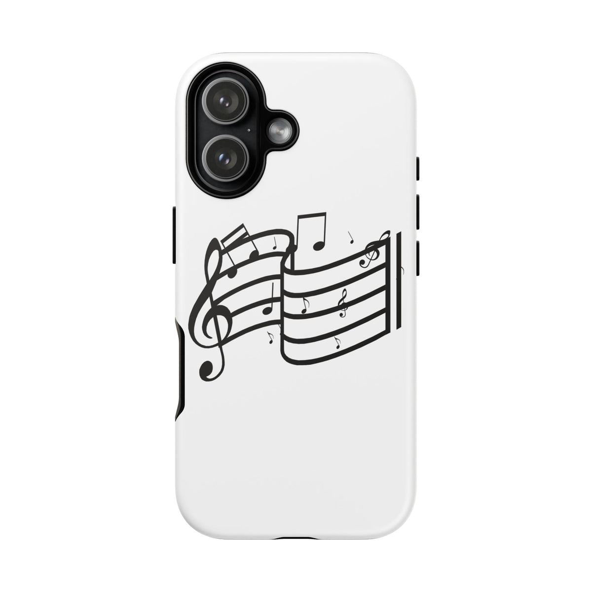 Musical Notes Phone Case — Black Treble Clef Music Staff Tough Case