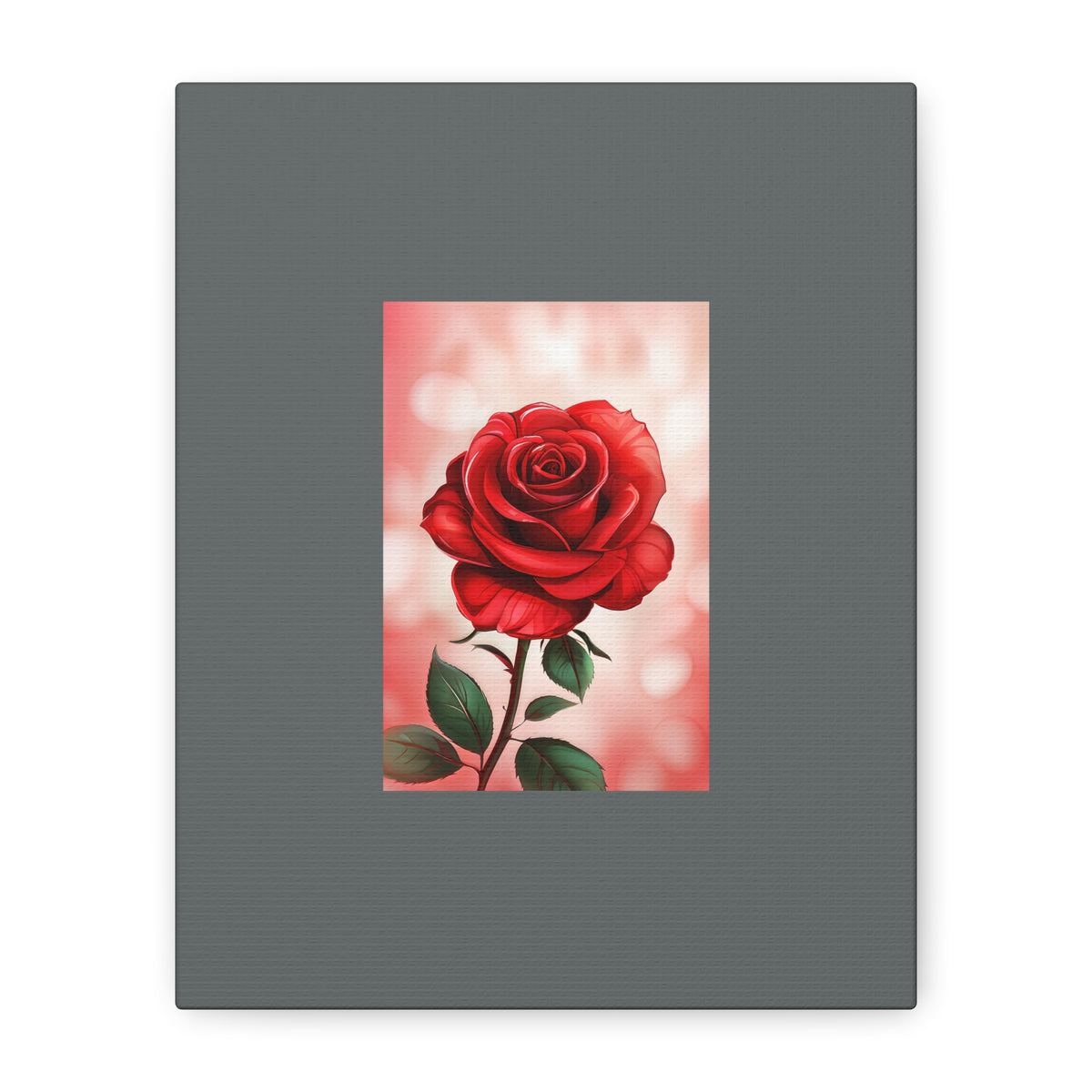 Red Rose Vertical Matte Canvas Print — Romantic Floral Wall Art