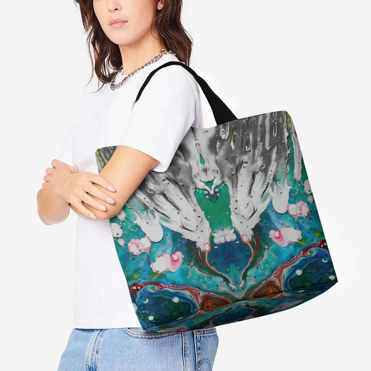 Large One Shoulder Shopping Bag Multicolor