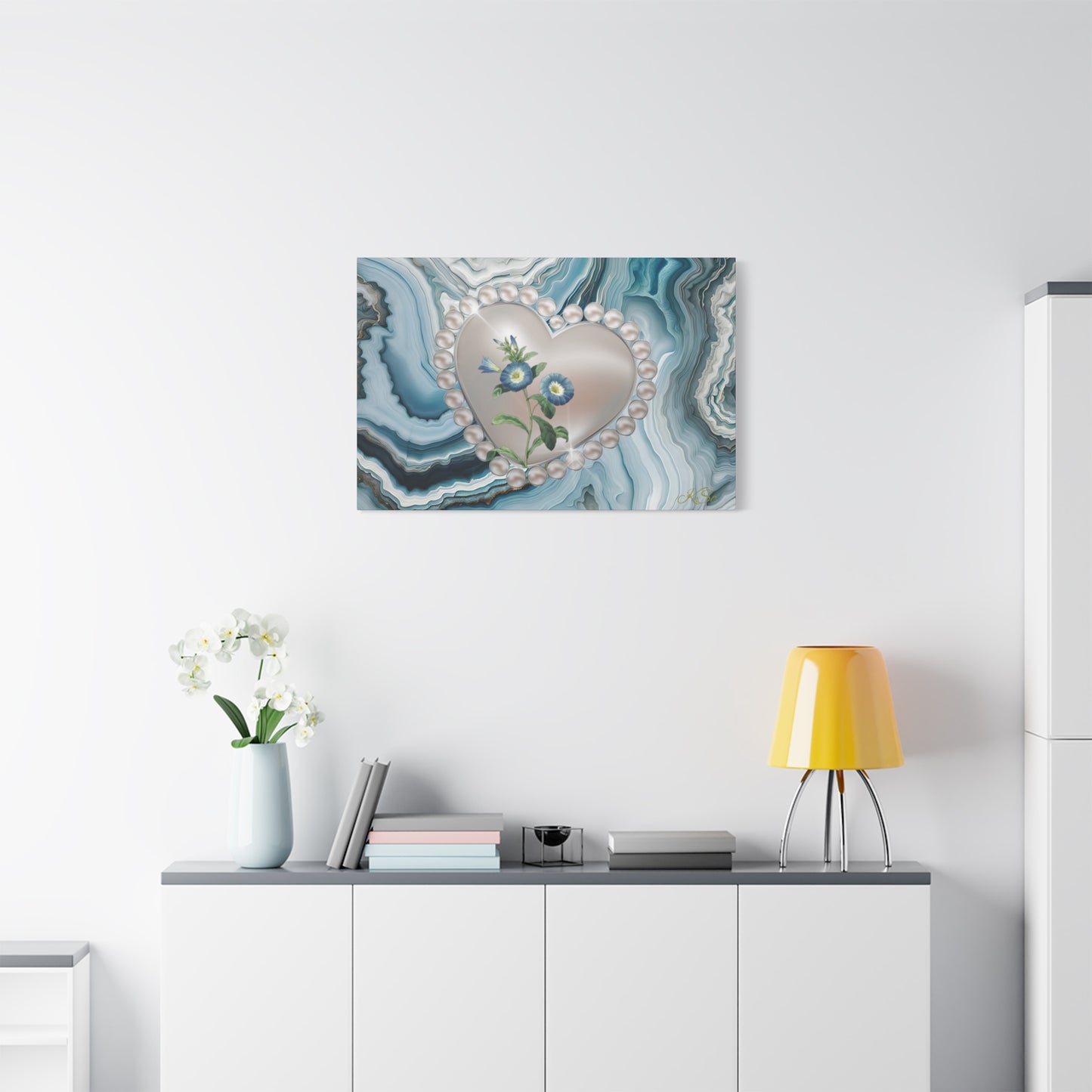 Elegant Floral Heart Canvas Wall Art, Modern Home Decor, Gift for Her