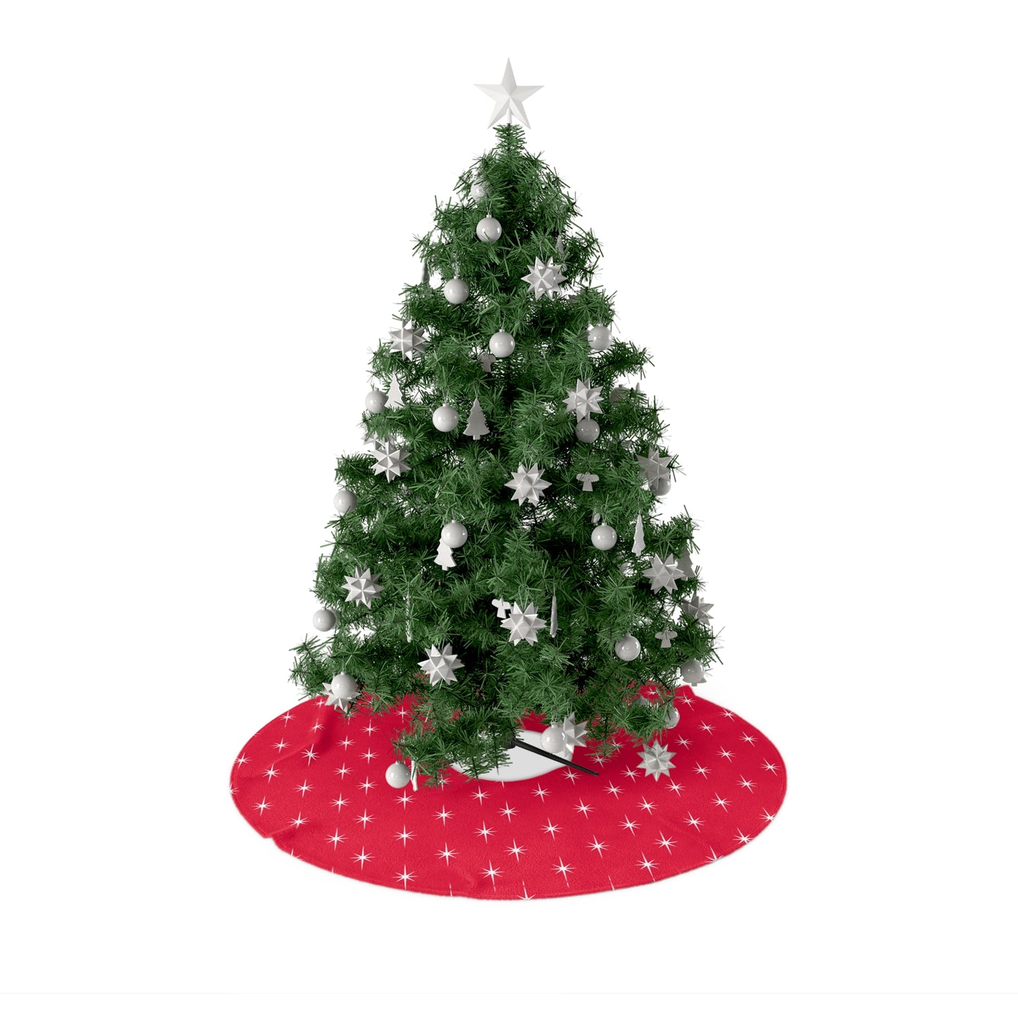 Sparkling Star Christmas Tree Skirt, Holiday Decor, Festive Home Accent, Red Tree Cover, Christmas Gift, Seasonal Decoration