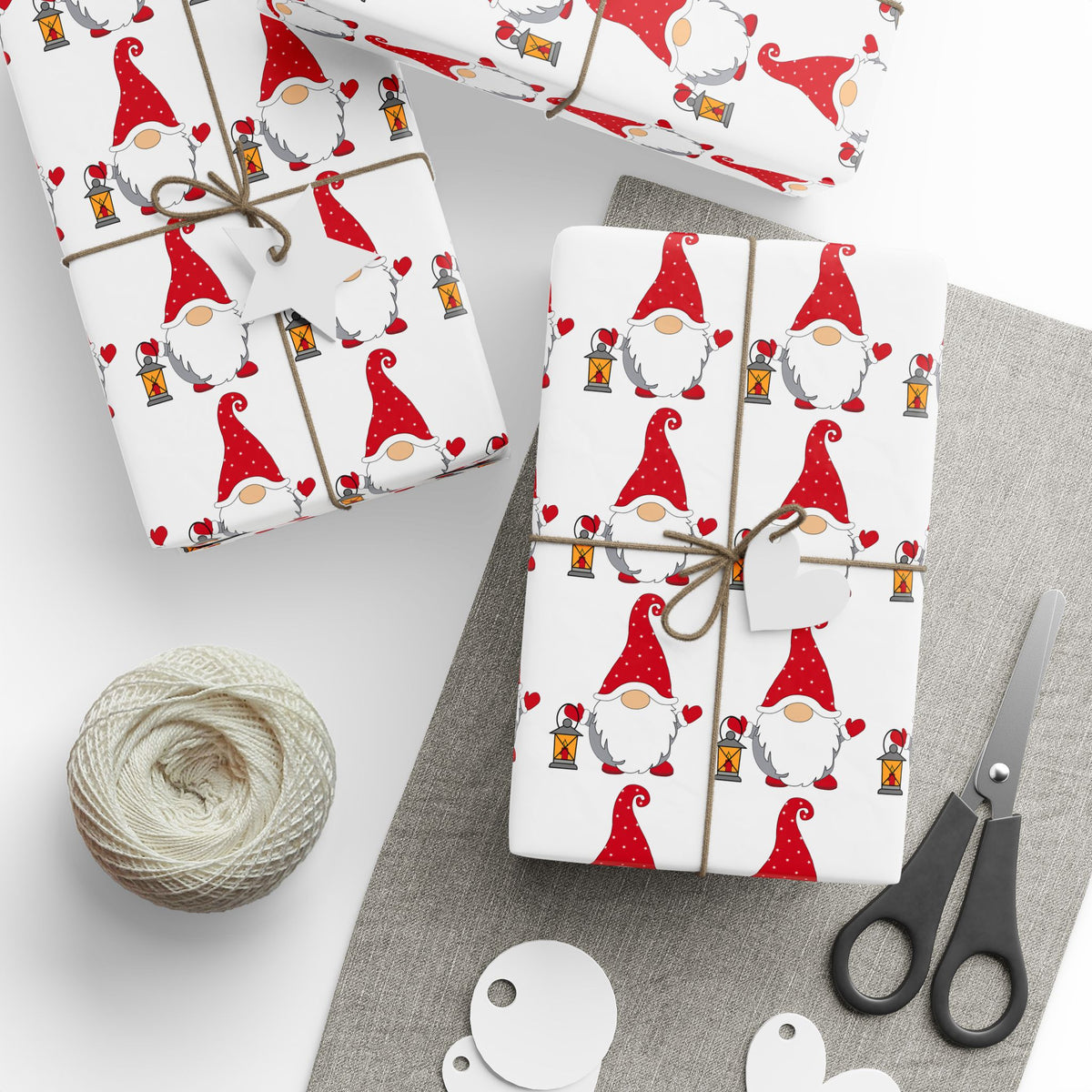 Christmas Gnome Wrapping Paper — Repeating Red Gnome Pattern for Holiday Gift Wrap