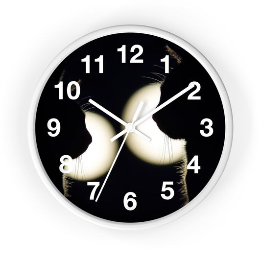 Silhouette Cat Wall Clock — Moonlit Cat Lovers Decor