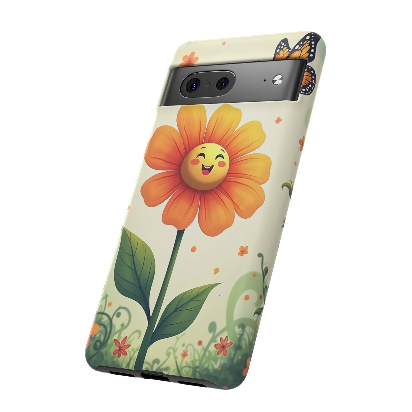 Floral Phone Case with Butterfly Design, Cute Flower Phone Cover for Nature Lovers, Eco-Friendly Gift, Spring Vibes, Birthday Present