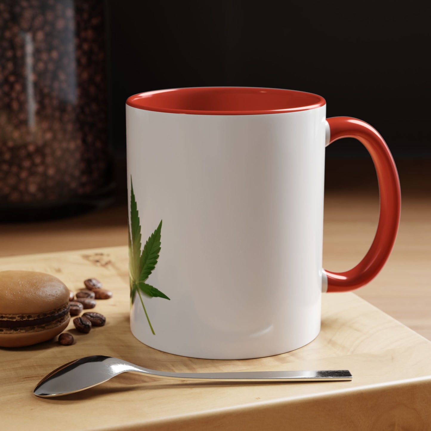 Marijuana Leaf Accent Coffee Mug | Cannabis Lover's Gift, Unique Coffee Cup, Pothead Mug, Stoner Gift Idea, Greenery Decor