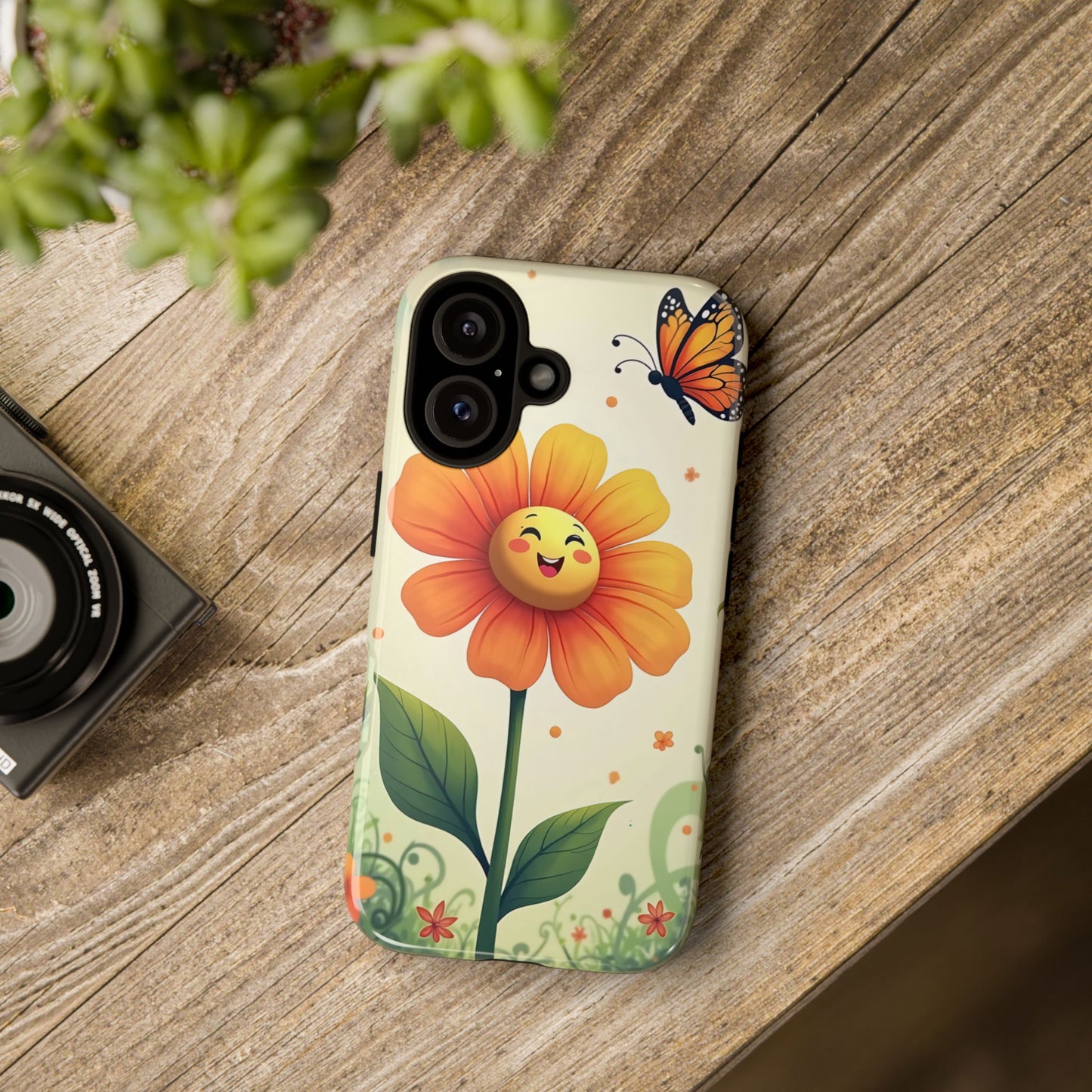Floral Phone Case with Butterfly Design, Cute Flower Phone Cover for Nature Lovers, Eco-Friendly Gift, Spring Vibes, Birthday Present