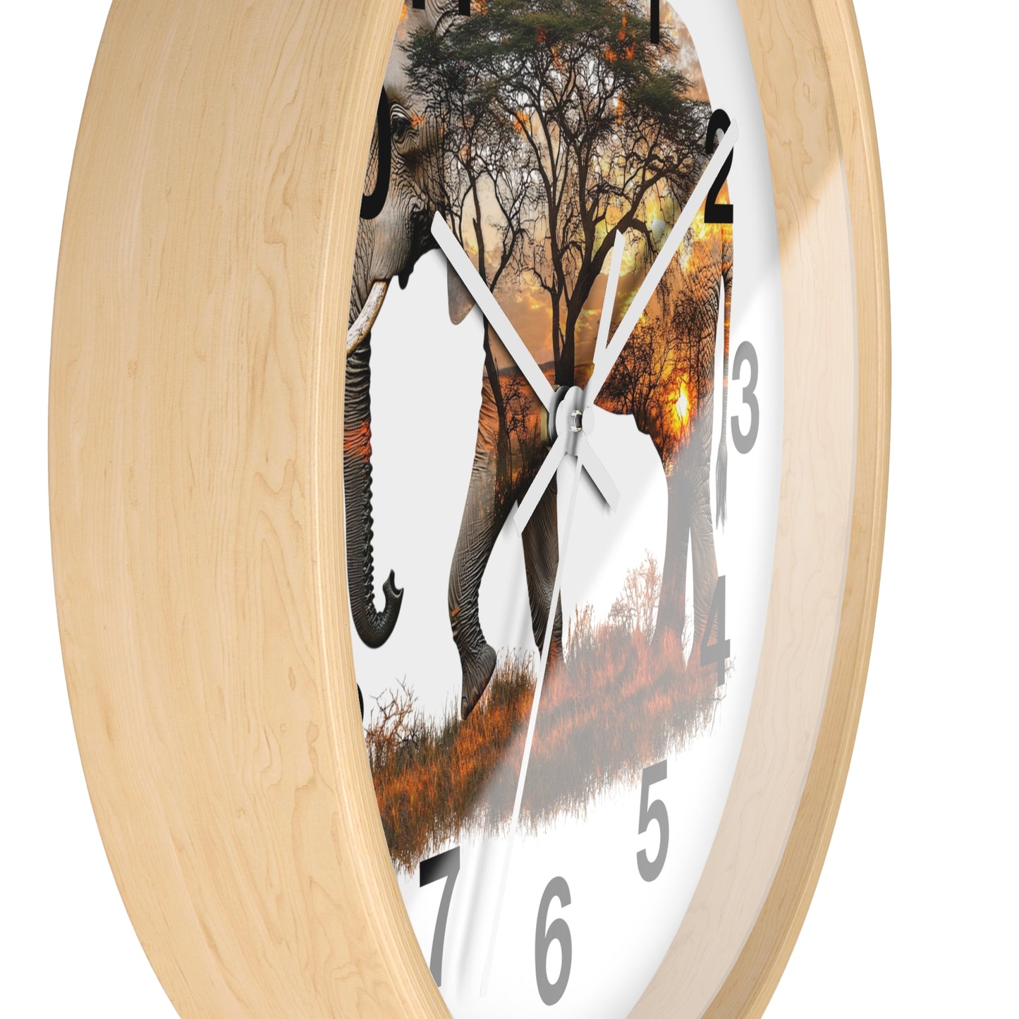 Elephant Sunset Wall Clock, Nature Decor, Wildlife Home Accessory, Animal Lover Gift, Safari Themed Clock, Unique Wall Art