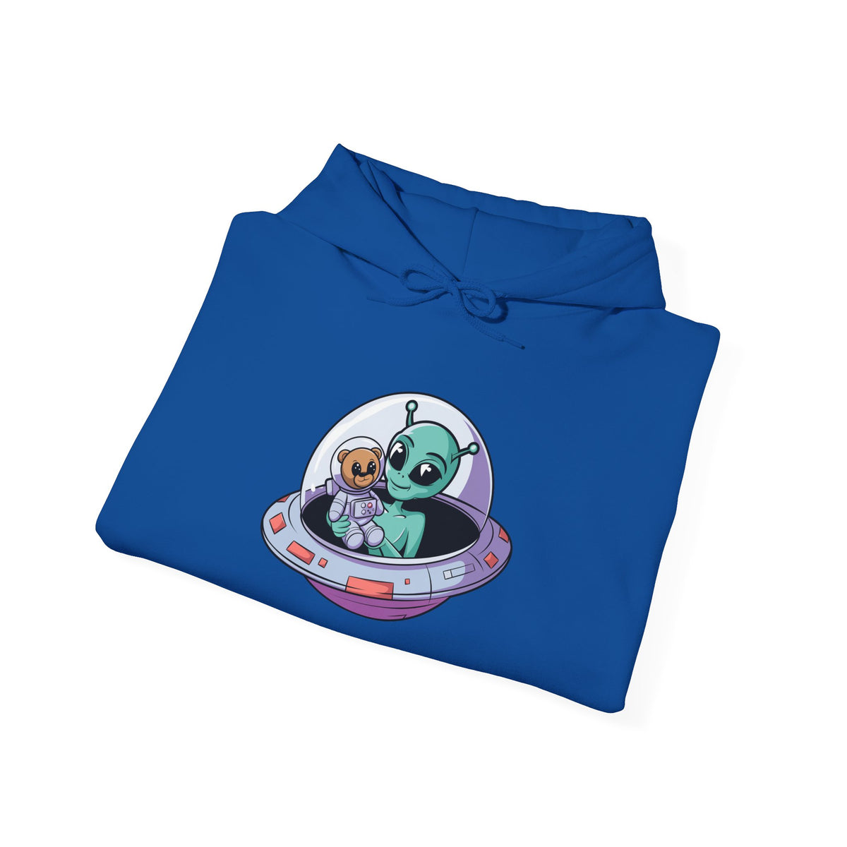 Cute Alien and Kid Hoodie, Unisex Heavy Blend Sweatshirt, UFO Lover Gift, Halloween Costume, Space-Themed Outfit, Birthday Present