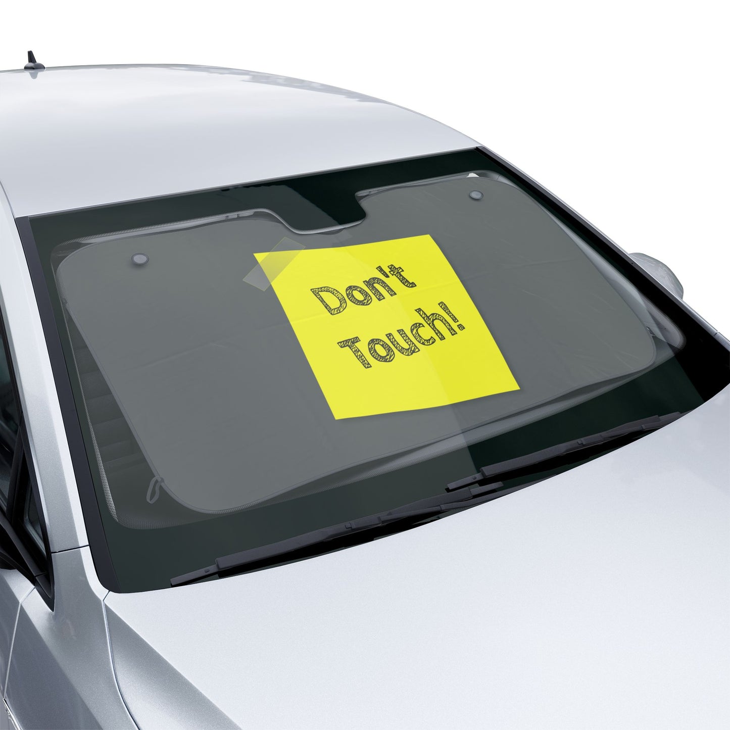 Car Sun Shade — "Don't Touch!" Sticky Note Design