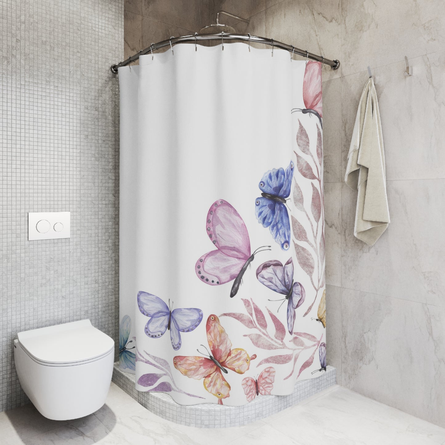 Shower Curtains Wildflowers and butterflies