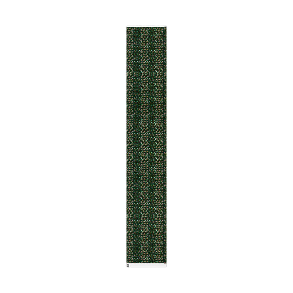 Christmas Wrapping Paper Roll — Gingerbread & Candy Cane Pattern on Dark Green