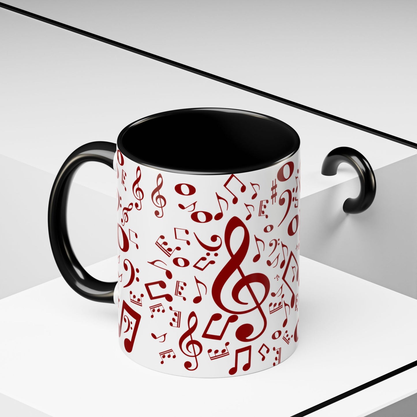 Accent Coffee Mug (11, 15oz) - Musical Notes