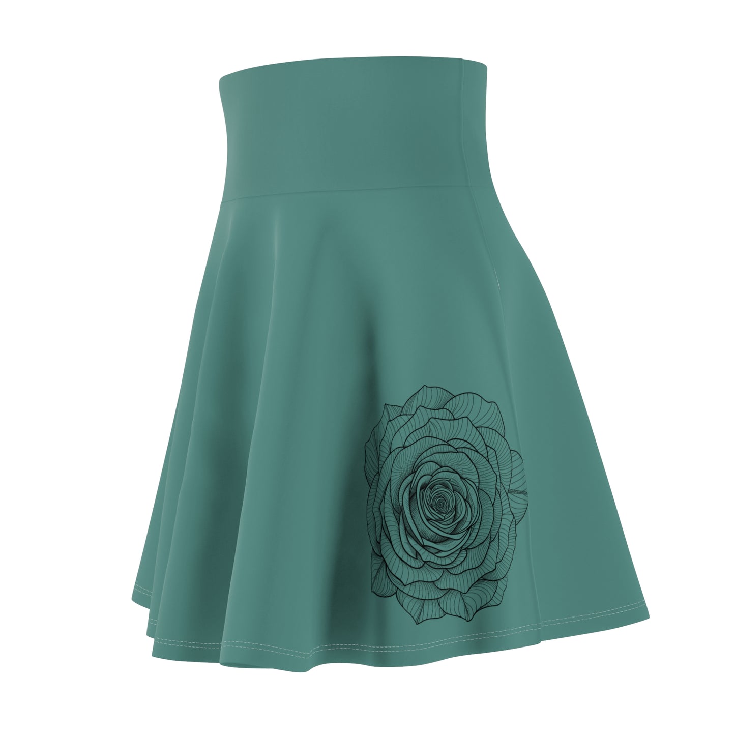 Teal Floral Women's Skater Skirt, Flowy Skirt, Casual Summer Skirt, Beach Outfit, Gift for Her, Festival Wear