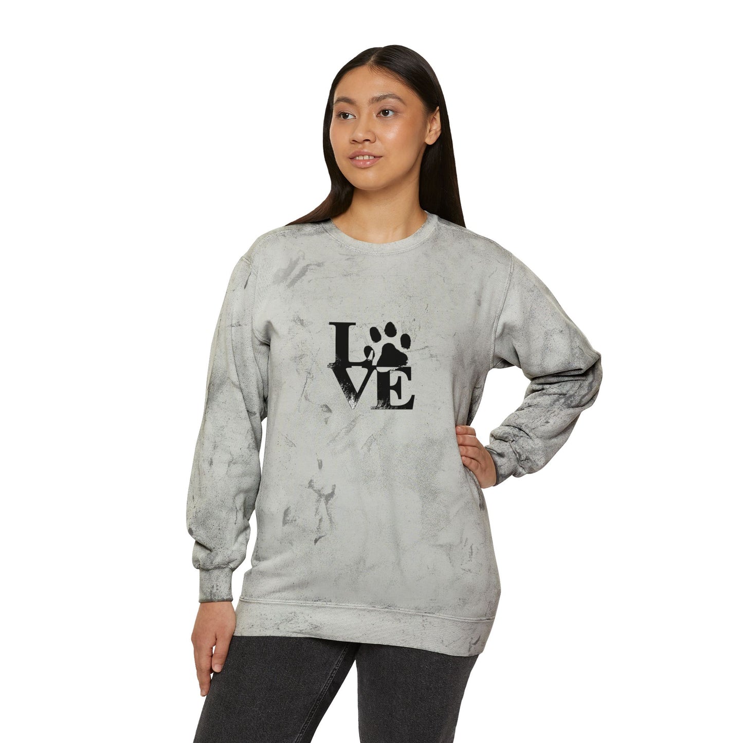 Colorful Love Pet-Inspired Crewneck Sweatshirt, Cozy Outdoor Wear, Gift for Dog Lovers, Casual Style, Perfect for Any Occasion
