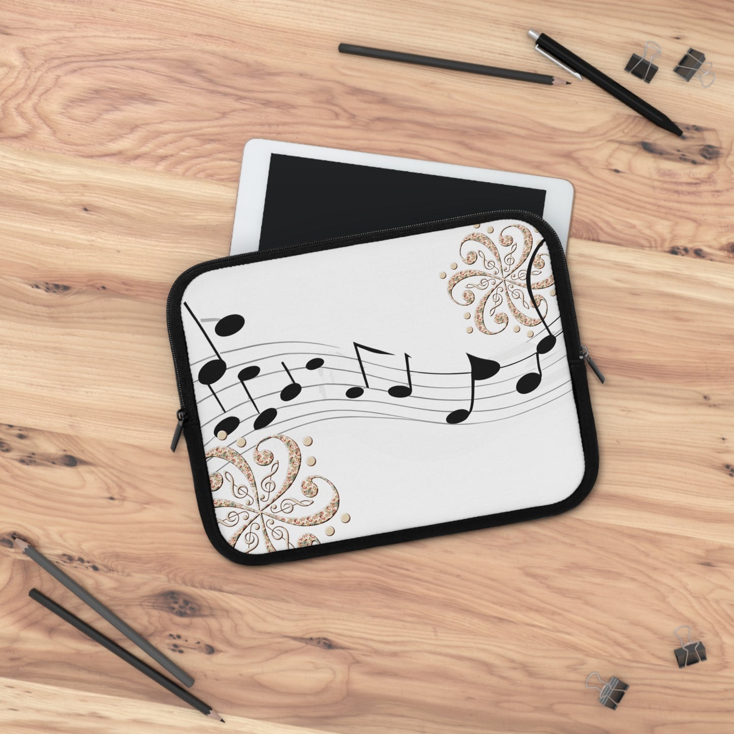 Musical Notes Laptop Sleeve | Perfect Gift for Music Lovers, Stylish Tech Accessory, Holiday Gift, Decor for Home Office, Music-Themed