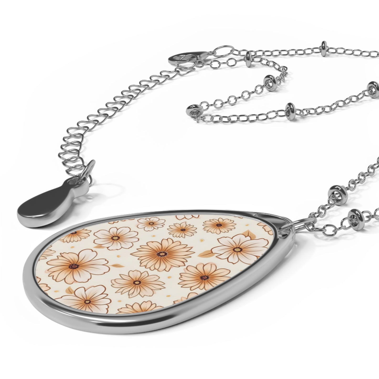 Floral Teardrop Necklace - Boho Jewelry, Gifts for Her, Nature-Inspired Accessories, Everyday Elegance, Flower Pendant