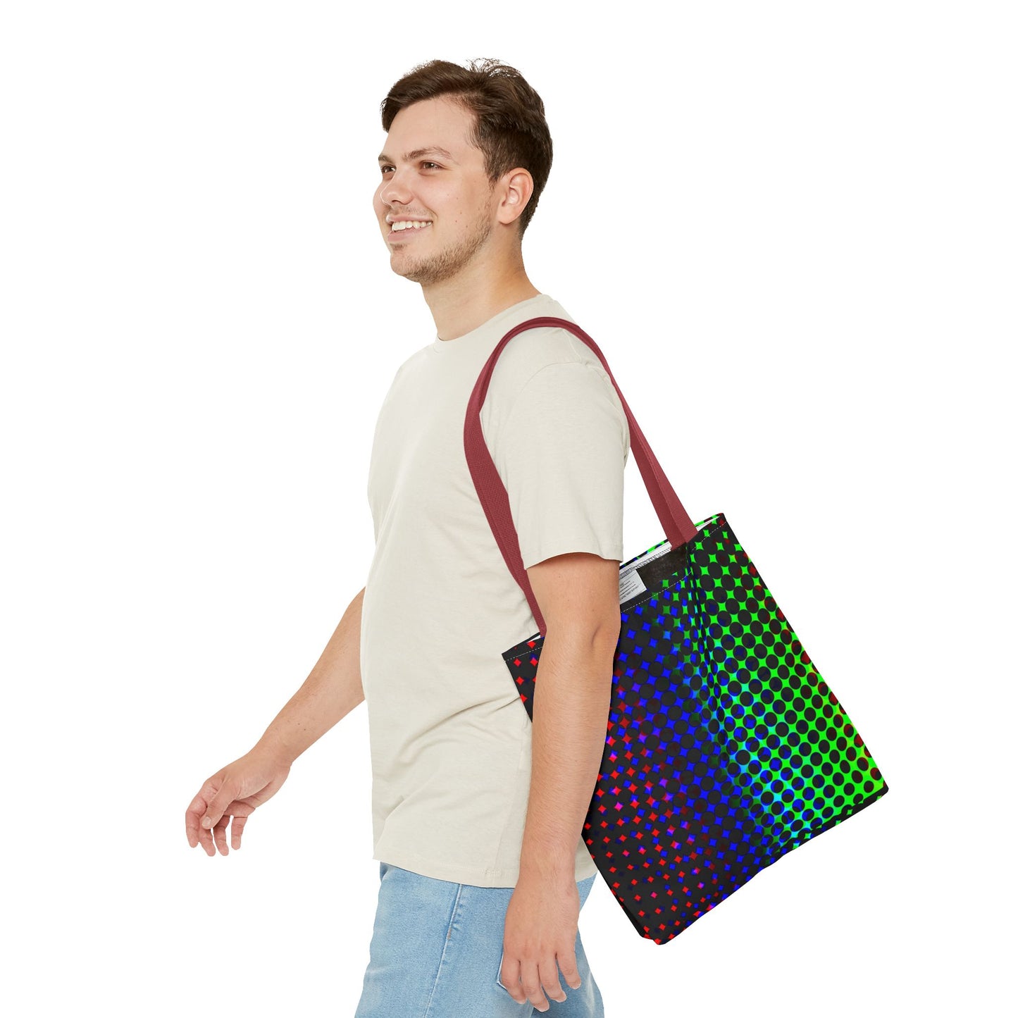 Vibrant Dot Print Tote Bag - Colorful Reusable Shopping Bag, Beach Tote