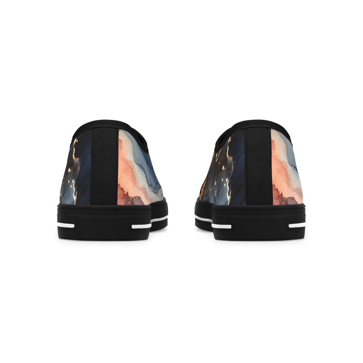 Abstract Marble-Print Low Top Sneakers — Women's Artistic Casual Shoes